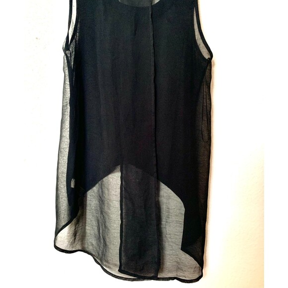 Cecico Sheer Sleeveless Blouse w/ Gold Decorations & Split on Back Size M. - Picture 3 of 5